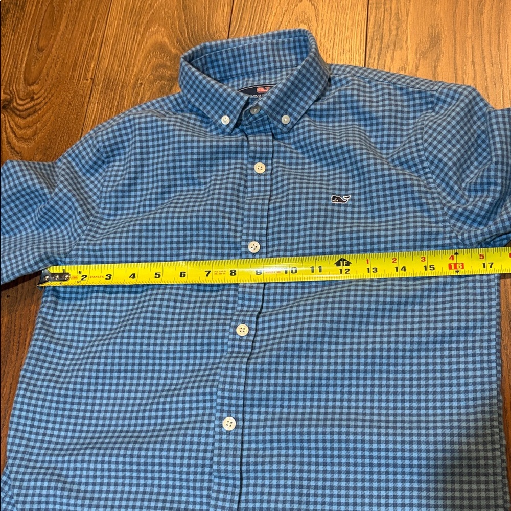 Vineyard Vines Blue Gingham Boys Flannel Shirt - Picture 8 of 9